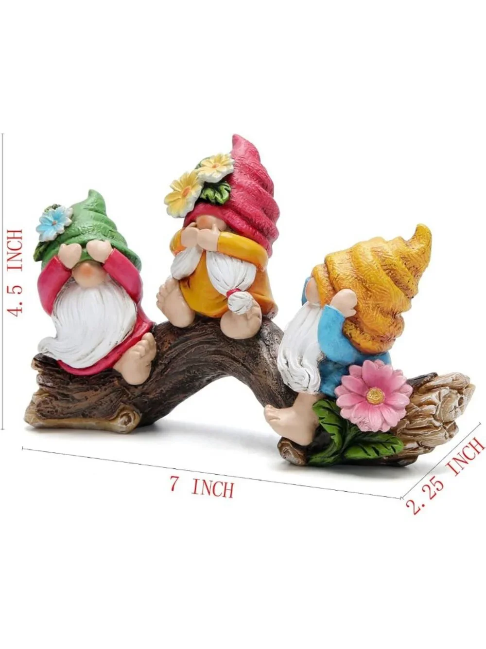Spring Hear-No, See-No, Speak-No Gnomes Figurines - Outdoor Garden Decor & Gifts